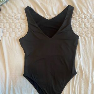 Black v neck bodysuit